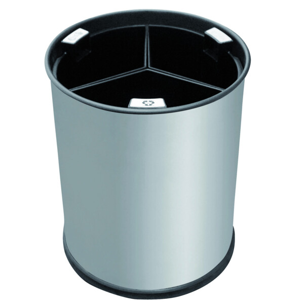 Corbeille inox brossé 13l 3 bacs noirs - JVD - 8991031