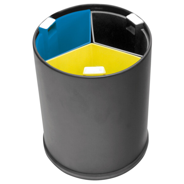Corbeille noire 13l 3 bacs colorés - JVD - 8991086