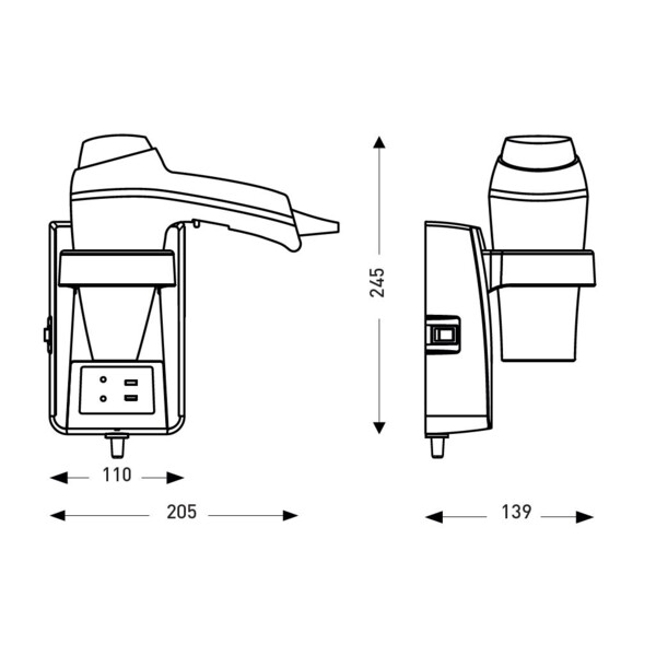 Sèche-cheveux clipper ii blanc + support pr mt - JVD - 8221197
