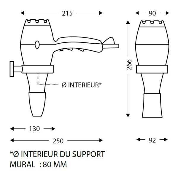 Sèche-cheveux ibiza pistolet noir mat vde plug - JVD - 8221367