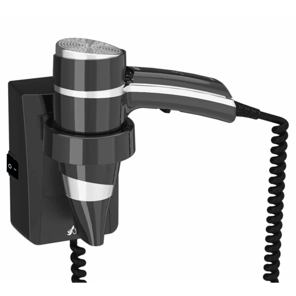 Sèche-cheveux JVD Brittony noir avec support base et bouton on/off - JVD - 8221184