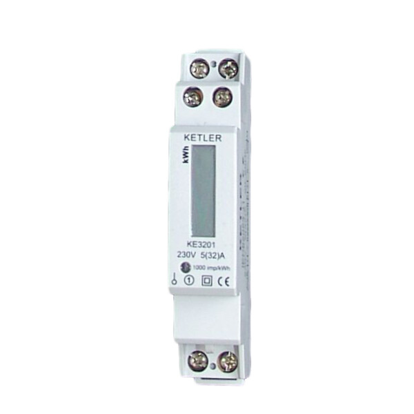 Compteur électrique modulaire Ketler monophasé 45A simple tarif certifié MID affichage LCD - Ketler - KE3205