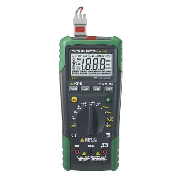Multimètre numérique avec testeur lan - KPS - MT480