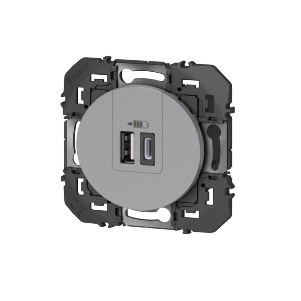 Legrand dooxie chargeur 2 usb a+c 3a 15 w alu composable - Legrand - 095258