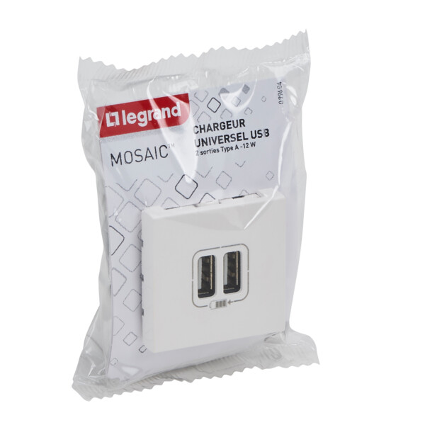 Prise Double USB 1500 mA - Blanc - Composable - Legrand - 099604
