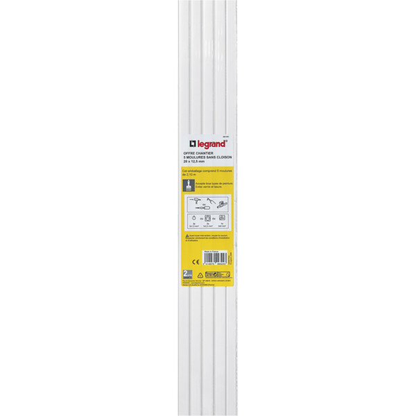 Lot de 5 Moulures 20x12,5 mm Sans Cloison Legrand - Legrand - 200891