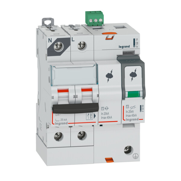 Legrand parafoudre avec protection icc 25ka t2 imax 40ka 1p+n gauche +  signal defaut - Legrand - 412214
