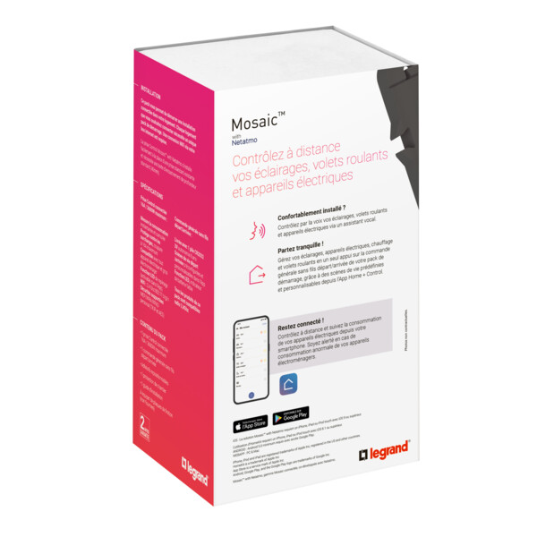 Pack Démarrage Connecté Mosaic With Netatmo, Prise & Commande, Blanc - Legrand - 077700LA
