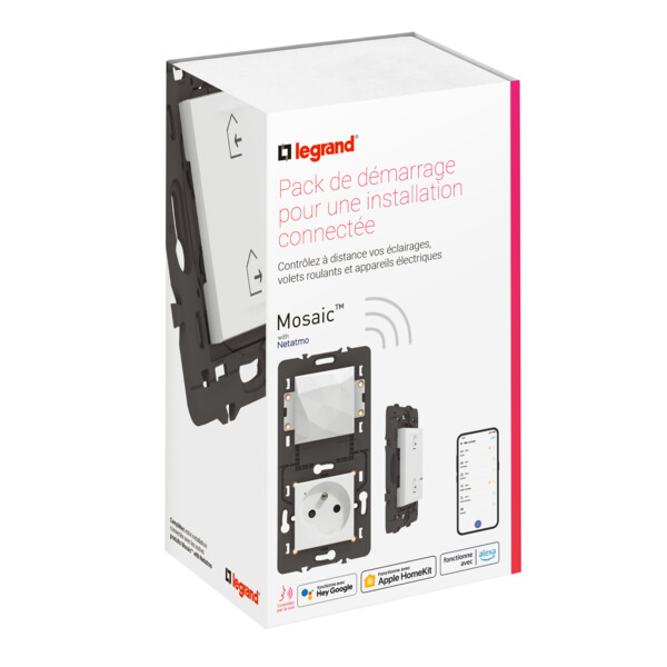 Pack Démarrage Connecté Mosaic With Netatmo, Prise & Commande, Blanc - Legrand - 077700LA