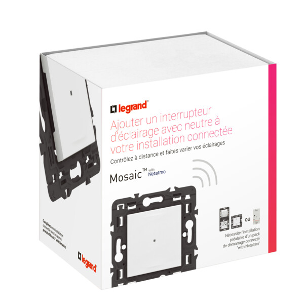 Interrupteur connecté Mosaic avec Neutre et variateur 150W LED compatible Netatmo - Blanc - Legrand - 077708LA
