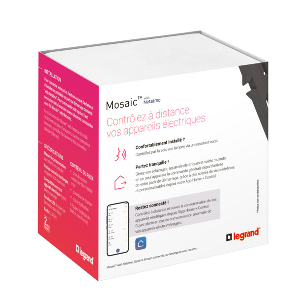 Prise de courant Connectée Mosaic With Netatmo 16A avec Suivi de Consommation - Compatible App Home + Control - Legrand - 077711LA
