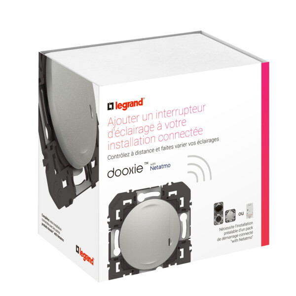 Interrupteur connecté Dooxie sans Neutre avec variateur - compatible Netatmo - Legrand - 600181A