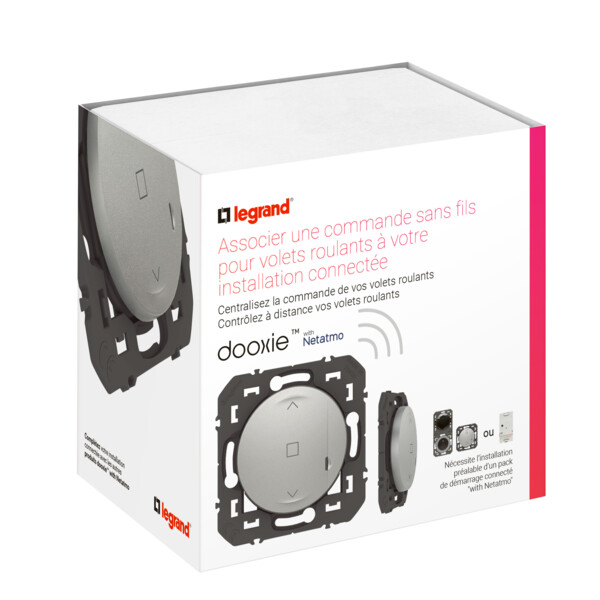 Commande sans fil pour volet roulant connecté Dooxie With Netatmo, effet alu, sans plaque - Legrand - 600187A