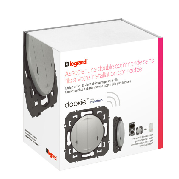 Commande Double Sans Fil pour Éclairage/Prise Dooxie With Netatmo - Effet Aluminium - Legrand - 600188A