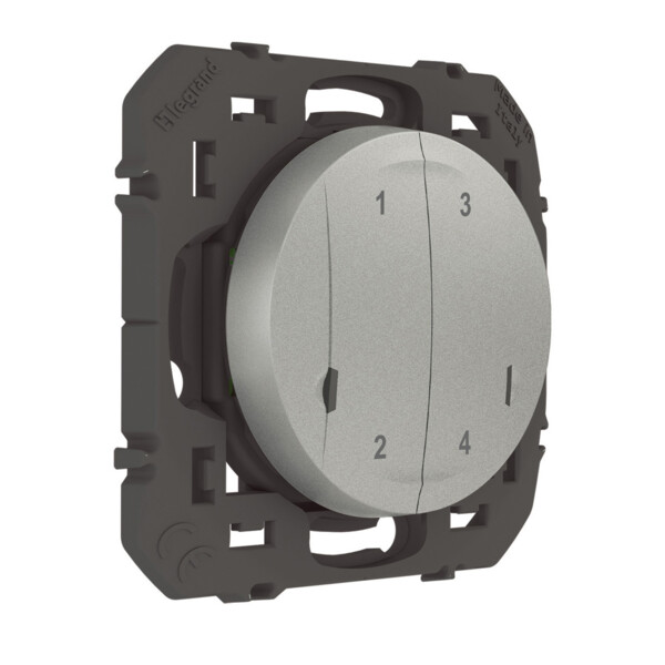 Commande sans fil 4 scénarios Dooxie Netatmo, effet alu, à équiper de plaque - Legrand - 600191A