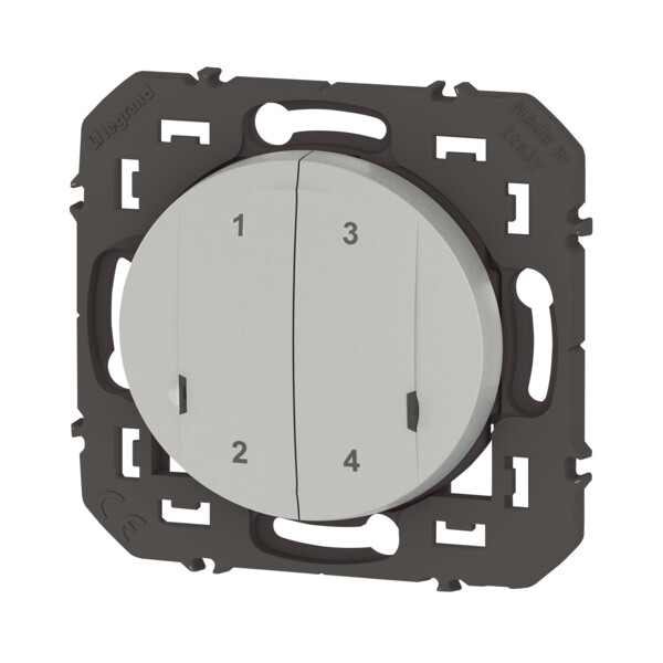 Commande sans fil 4 scénarios Dooxie Netatmo, effet alu, à équiper de plaque - Legrand - 600191A