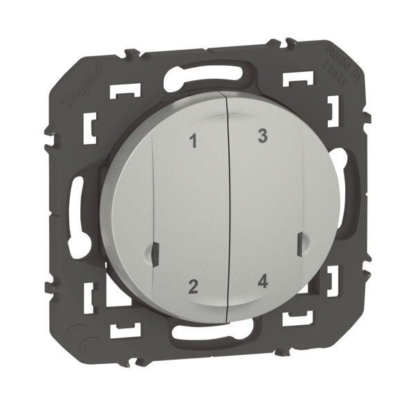 Commande sans fil 4 scénarios Dooxie Netatmo, effet alu, à équiper de plaque - Legrand - 600191A