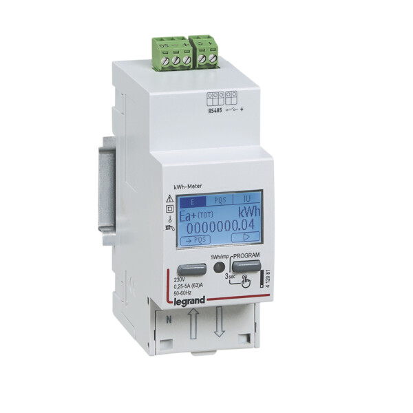 Legrand - compteur energie mono direct 63a 230v double tarif rs485 - Legrand - 412081