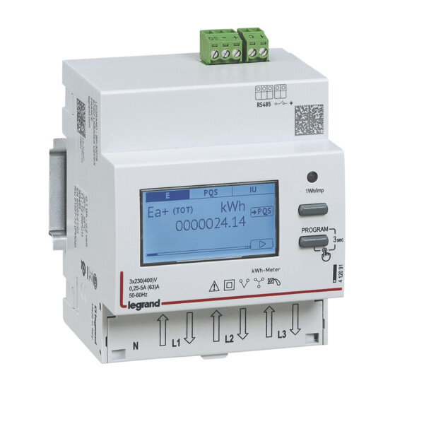 Legrand - compteur energie tri direct 63a 230/400v double tarif rs485 mid - Legrand - 412093