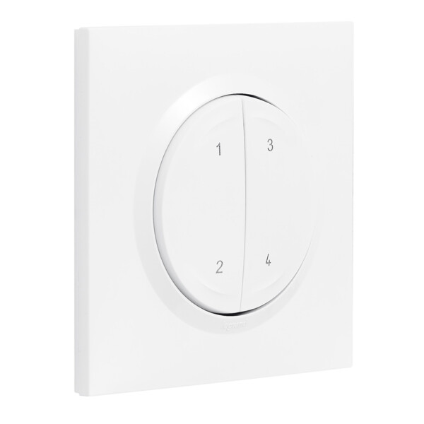 Commande 4 scénarios sans fil ni pile Dooxie With Netatmo - Blanc, autonome et extra-plate - Legrand - 600091L