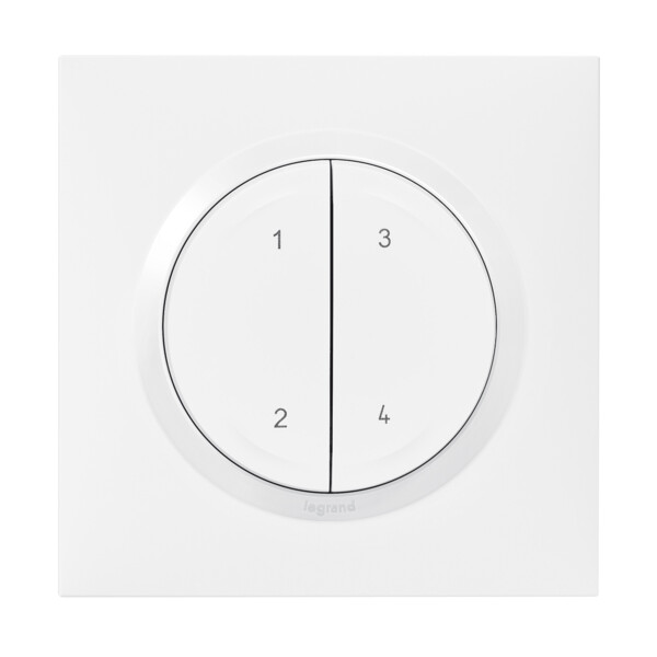 Commande 4 scénarios sans fil ni pile Dooxie With Netatmo - Blanc, autonome et extra-plate - Legrand - 600091L