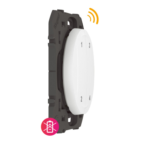 Commande 4 scénarios sans fil ni pile Dooxie With Netatmo - Blanc, autonome et extra-plate - Legrand - 600091L