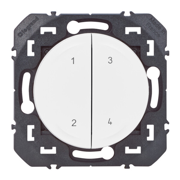 Commande 4 scénarios sans fil ni pile Dooxie With Netatmo - Blanc, autonome et extra-plate - Legrand - 600091L
