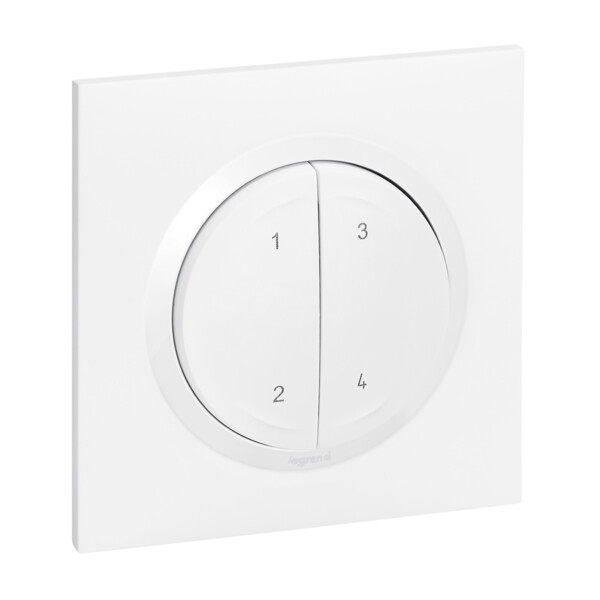 Commande 4 scénarios sans fil ni pile Dooxie With Netatmo - Blanc, autonome et extra-plate - Legrand - 600091L