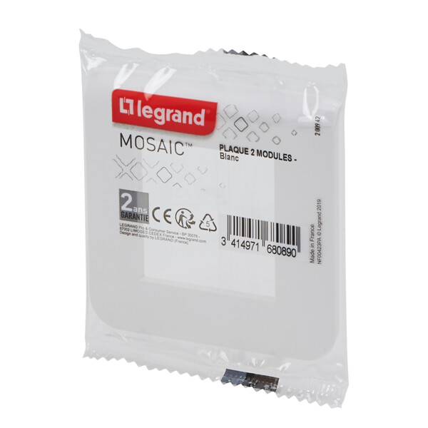 Legrand - mosaic plaque 2 modules blanc - Legrand - 200942