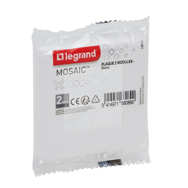Legrand - mosaic plaque 2 modules blanc - Legrand - 200942