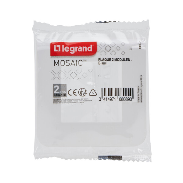 Legrand - mosaic plaque 2 modules blanc - Legrand - 200942