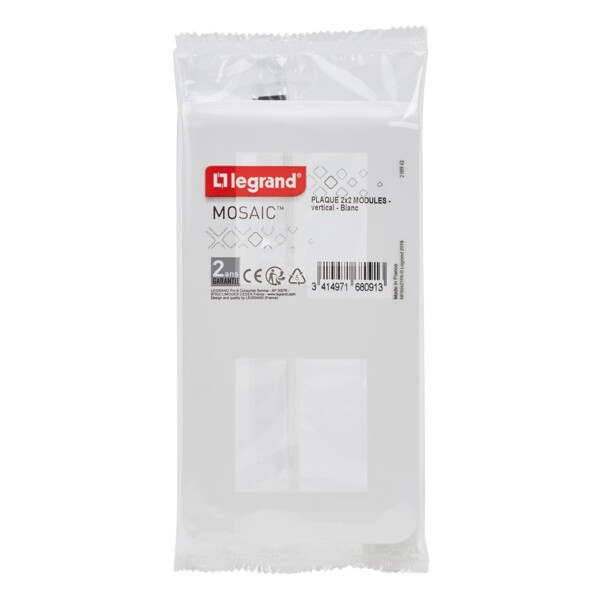 Legrand - mosaic plaque 2x2 modules montage vertical blanc - Legrand - 200943