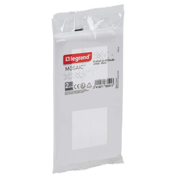 Legrand - mosaic plaque 2x2 modules montage vertical blanc - Legrand - 200943