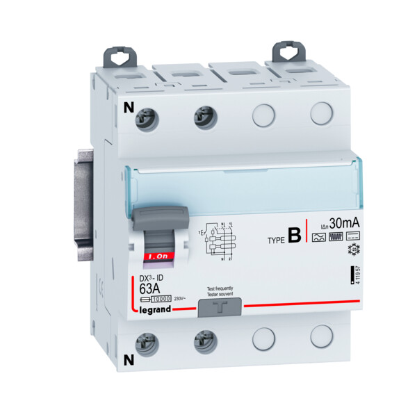 Interrupteur différentiel dx³-id vis - 2p 63a typeb 30ma - 4 modules - Legrand - 411957