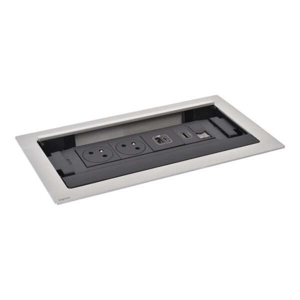 Flip-up incara 2x2p+t surface + usb a+c +rj45 + hdmi - 8 modules métal - Legrand - 654851