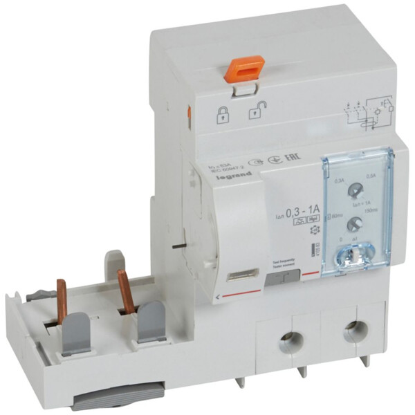 Bloc différentiel adaptable dx³ - à vis - 2p - 230/400v~-63a - type hpi - 300/1000ma - Legrand - 410583