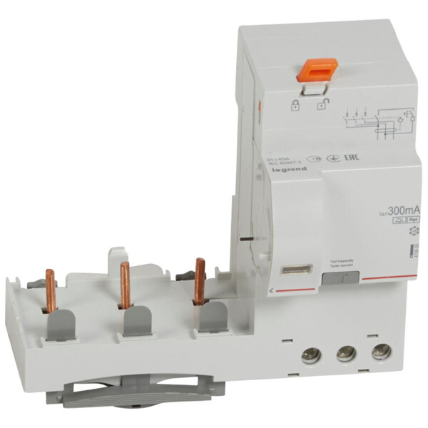 Bloc différentiel adaptable dx³ - à vis - 3p - 400 v~ - 63 a - type hpi - 300 ma - Legrand - 410608