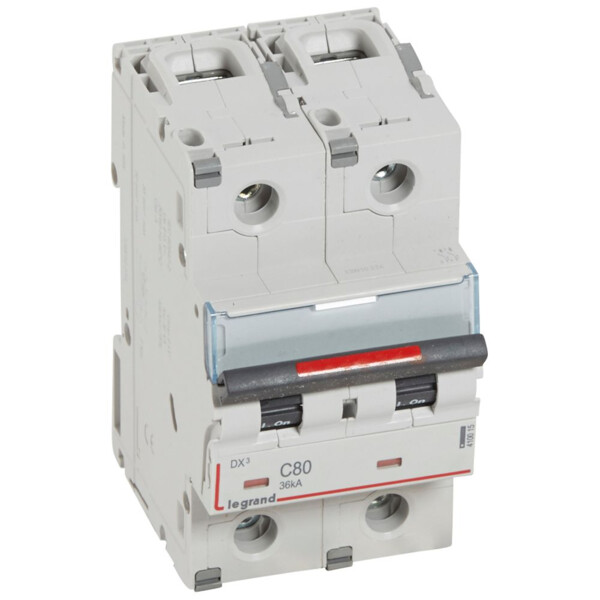 Disjoncteur magnéto-thermique dx³ - 2p - 80 a - 36 ka - courbe c - Legrand - 410015