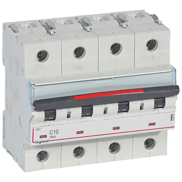 Disjoncteur magnéto-thermique dx³ - 4p - 10 a - 36 ka - courbe c - Legrand - 410033