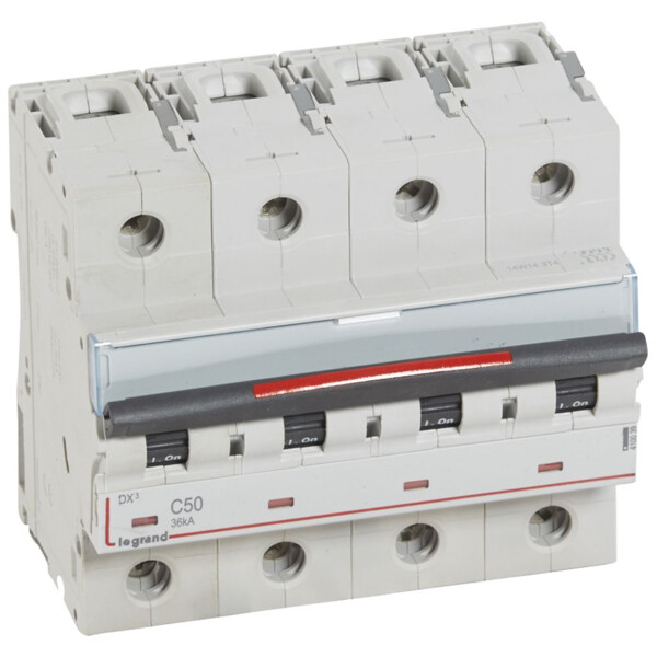 Disjoncteur magnéto-thermique dx³ - 4p - 50 a - 36 ka - courbe c - Legrand - 410039