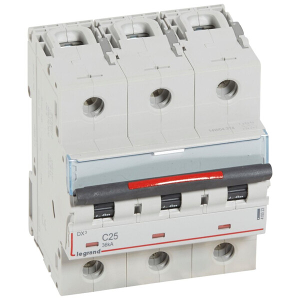 Disjoncteur magnéto-thermique dx³ - 3p - 25 a - 36 ka - courbe c - Legrand - 410023