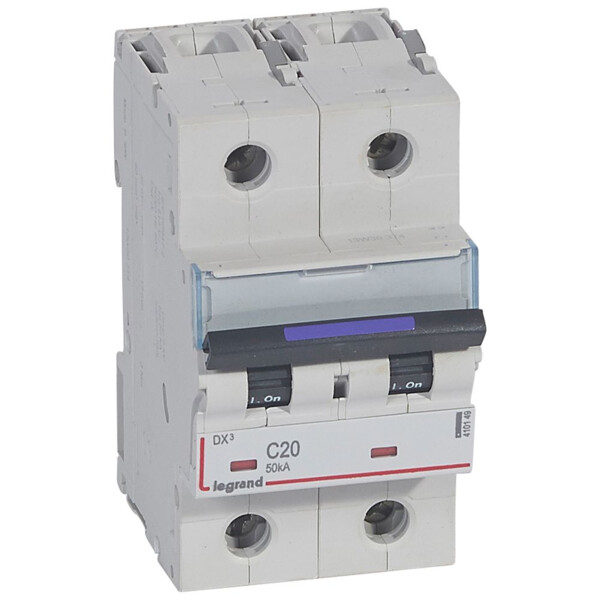 Disjoncteur magnéto-thermique dx³ - 2p - 20 a - 50 ka - courbe c - Legrand - 410149