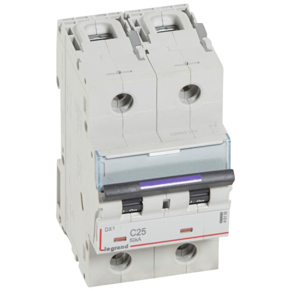 Disjoncteur magnéto-thermique dx³ - 2p - 25 a - 50 ka - courbe c - Legrand - 410150