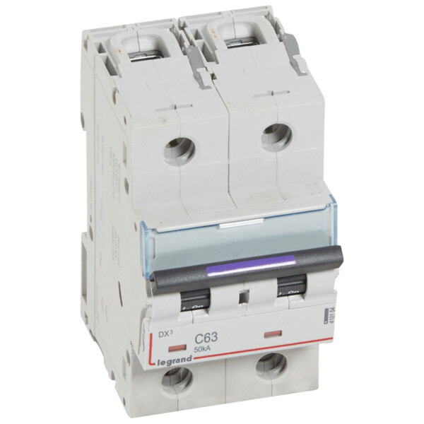 Disjoncteur magnéto-thermique dx³ - 2p - 63 a - 50 ka - courbe c - Legrand - 410154
