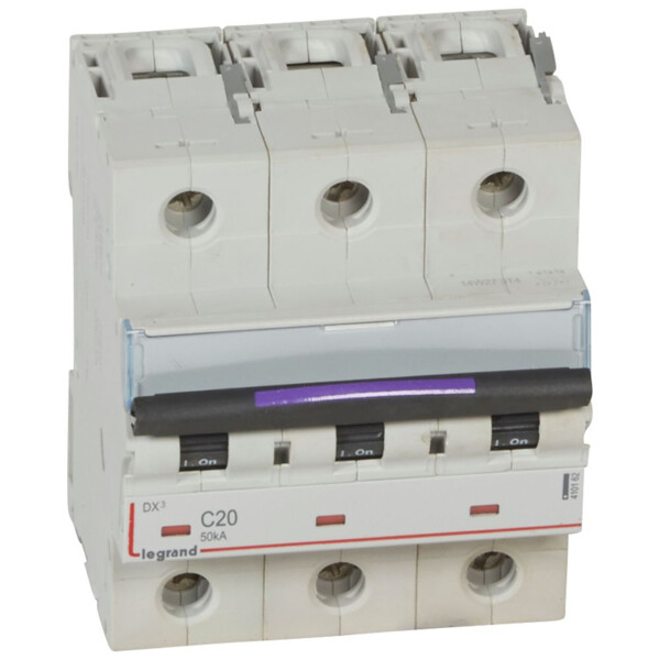 Disjoncteur magnéto-thermique dx³ - 3p - 20 a - 50 ka - courbe c - Legrand - 410162
