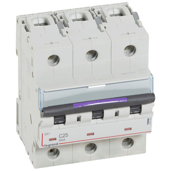 Disjoncteur magnéto-thermique dx³ - 3p - 25 a - 50 ka - courbe c - Legrand - 410163