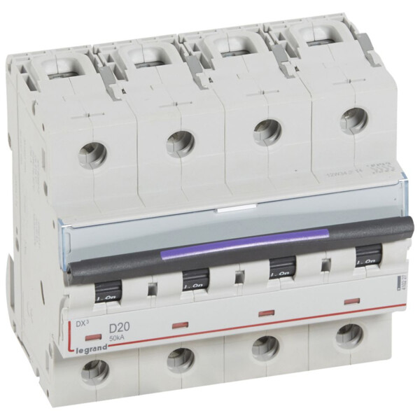 Disjoncteur magnéto-thermique dx³ - 4p - 20 a - 50 ka - courbe d - Legrand - 410227