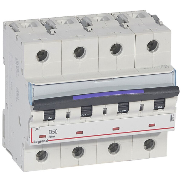 Disjoncteur magnéto-thermique dx³ - 4p - 50 a - 50 ka - courbe d - Legrand - 410231