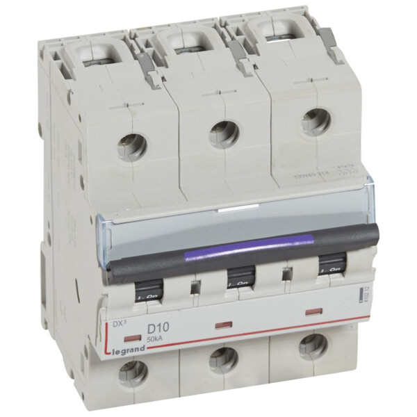 Disjoncteur magnéto-thermique dx³ - 3p - 10 a - 50 ka - courbe d - Legrand - 410212