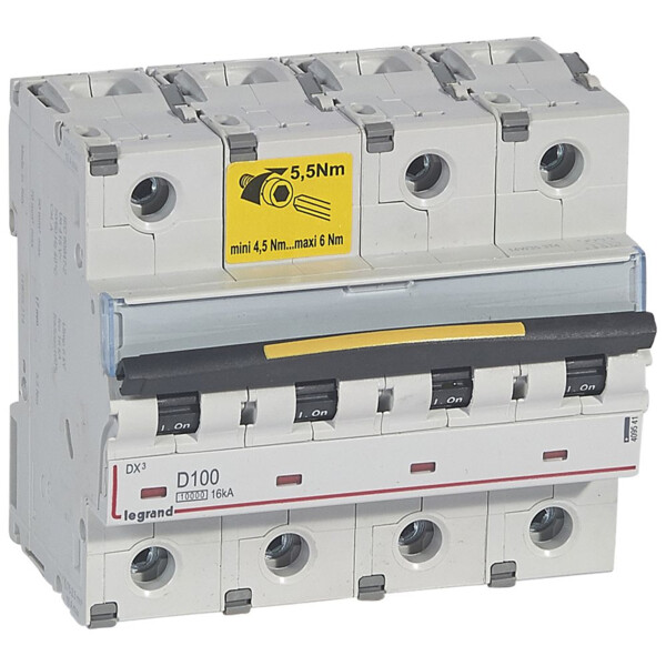 Disjoncteur dx³ 10000-vis/vis-4p-400v~-100a-16ka-courbe d-protect départ - Legrand - 409541